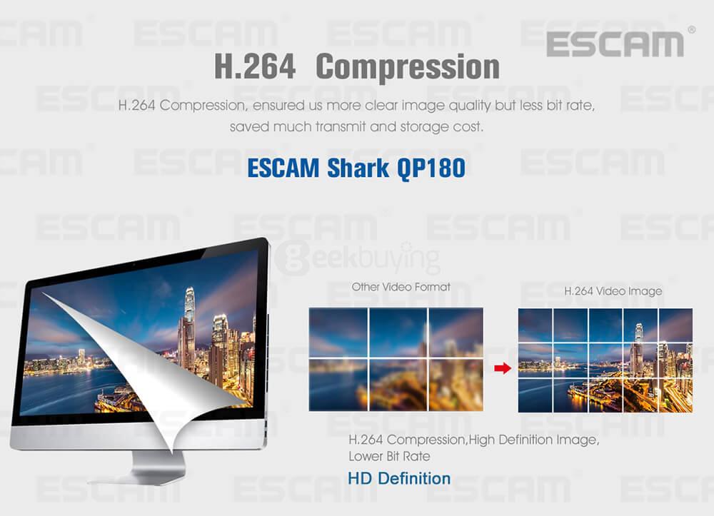 Escam Shark QP180 960P 1.3MP WiFi Panoranic Fisheye Infrared Camera H.264 Compression Night Vision Camera