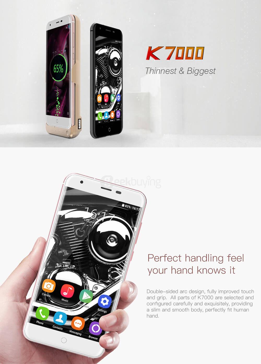 [HK Stock]Oukitel K7000 5.0inch HD Android 6.0 4G LTE Smartphone MT6737 Quad Core 1.3GHz 2GB RAM 16GB ROM 8.0MP TOUCH ID LED Notification Hotknot - Black