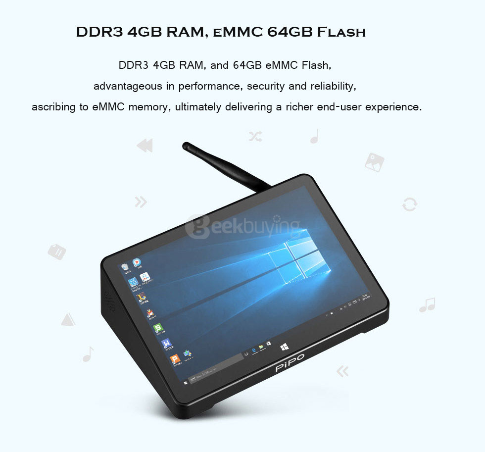 PIPO X9S 8.9Inch Windows10 Android 5.1 Dual OS Tablet Mini PC Intel Cherry Trail Z8300 4G/64G 802.11 b/g/n LAN