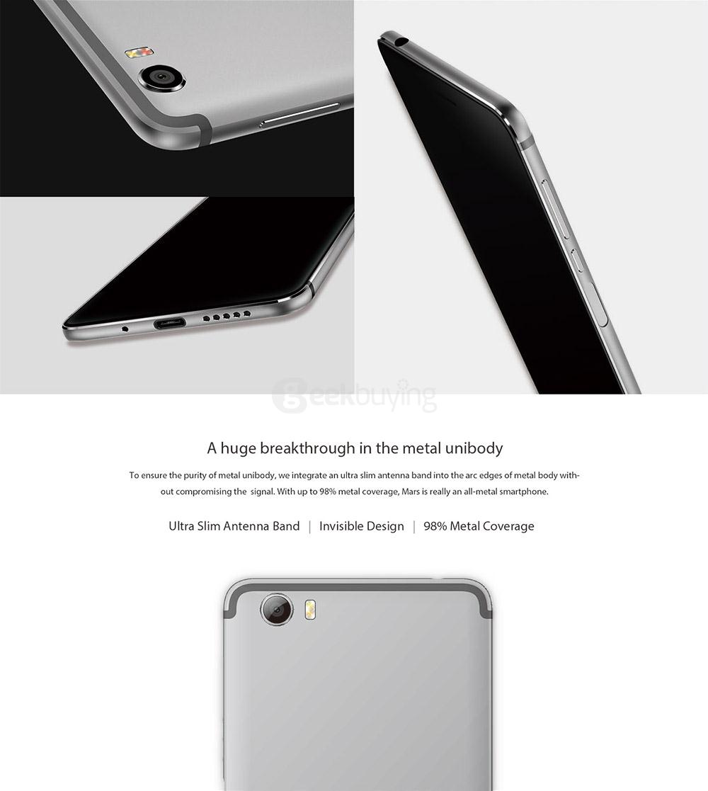 [HK Stock]Vernee Mars 5.5inch FHD 4G LTE Android 6.0 Smartphone Helio P10 MTK6755 Octa Core 4GB 32GB 13.0MP Touch ID Type-C OTG Fast Charge Metal Body - Gray