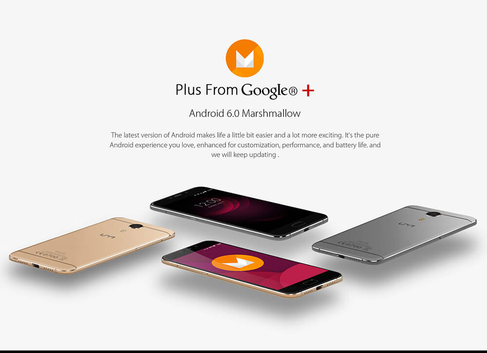 [HK Stock]UMI PLUS 5.5inch FHD 2.5D Screen 4G LTE Android 6.0 Smartphone MT6755 Helio P10 Octa Core 4GB 32GB 13.0MP 4000mAh Fast Charge Touch ID Type-C - Gold