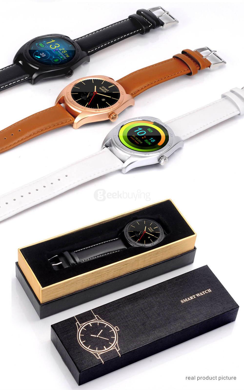 K89 Bluetooth 4.0 Smart Watch MTK2502C Heart Rate Monitor Pedometer Sleep Tracker Infomation Push for Android iOS (Metal Strap) - Black