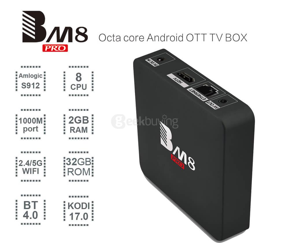 Bundle BM8 PRO Amlogic S912 Android 6.0 2G/32G TV BOX + Rii i8+ 2.4G Wireless Israel Hebrew Language Keyboard White
