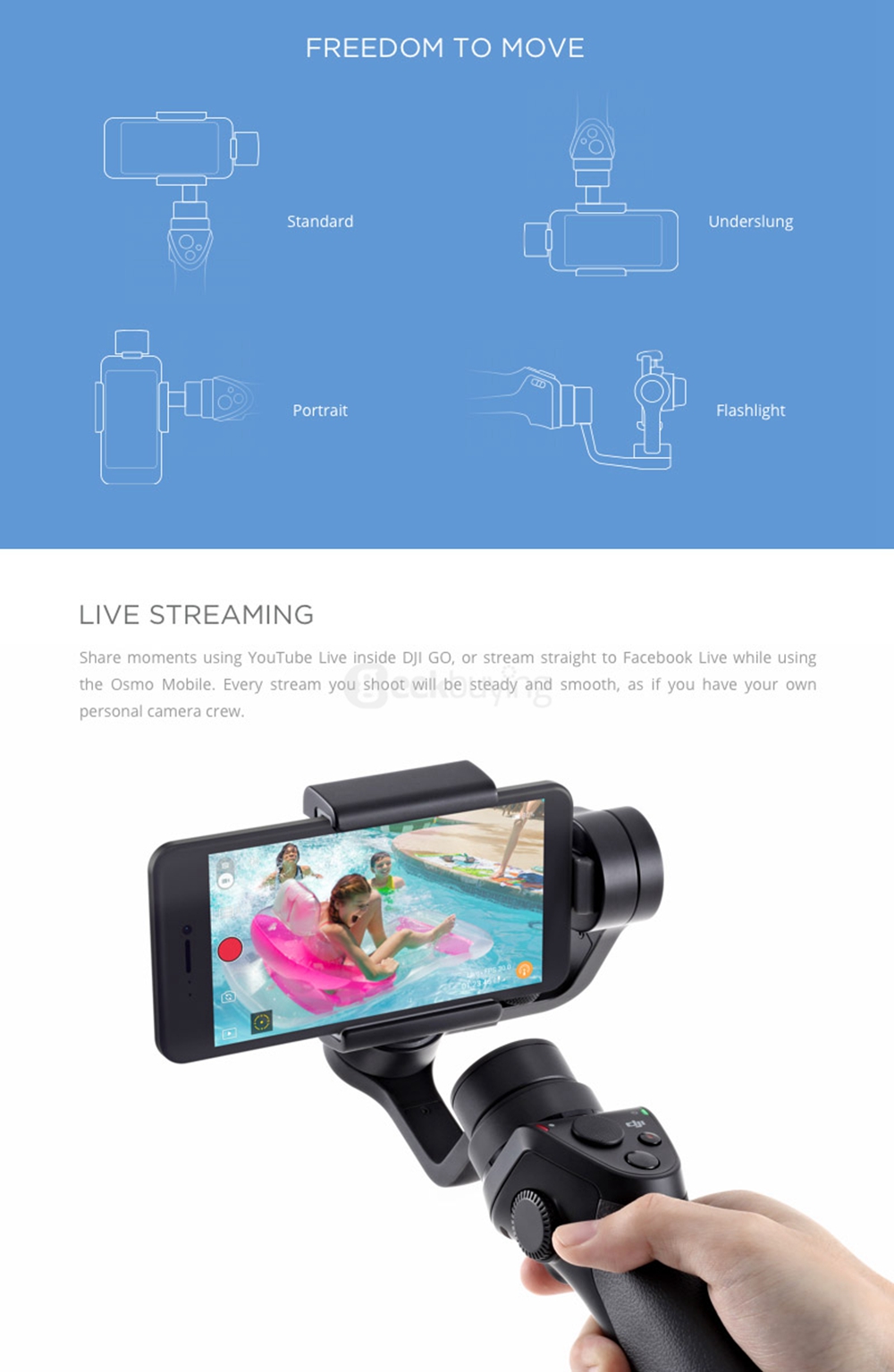 DJI Osmo Mobile 3-Axis Brushless Handle Gimbal Stabilizer for Smartphones