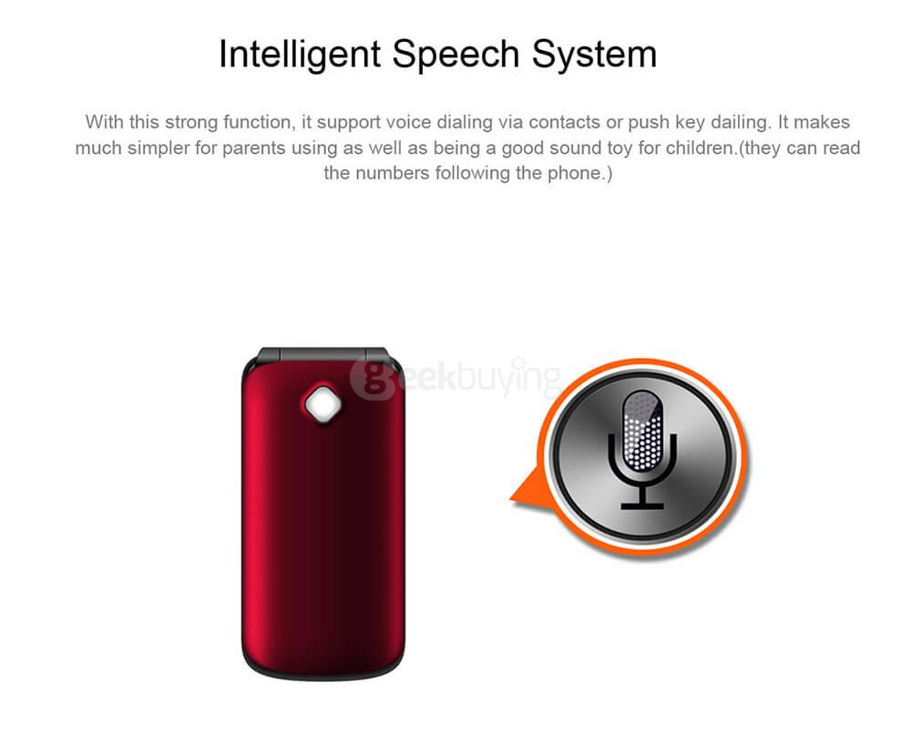 VKworld Diamond Z2 2.4inch TFT Color Display Screen Flip Cover Cellphone Elder People Mobile Phone Big Key Flash Light - Red