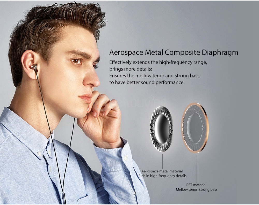 Original Xiaomi 1More Piston Classic In-Ear Wired Earphones with Microphone & Remote for Android iOS - Gray