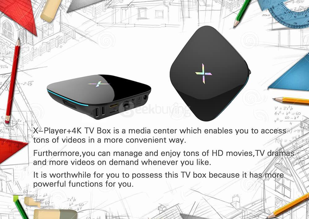 X-Player Android 6.0 Amlogic S912 2G/16G TV BOX 2.4G+5G Dual Band WIFI Gigabit LAN Bluetooth KODI LED Display