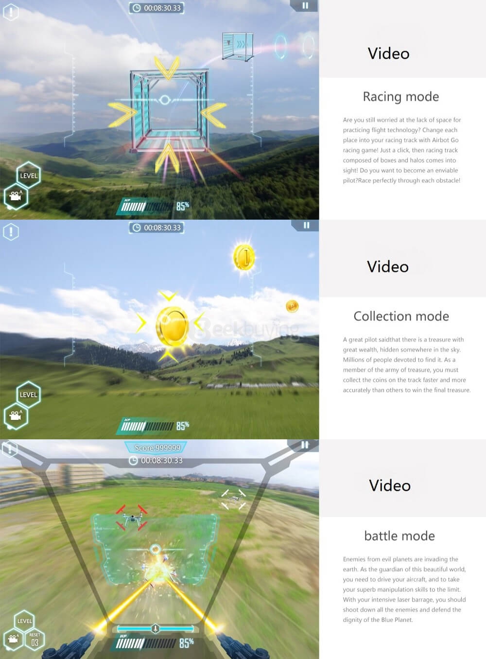 Walkera Aibao WIFI FPV 12MP 4K UHD Camera APP Control Virtual Reality VR  Racing RC Quadcopter RTF