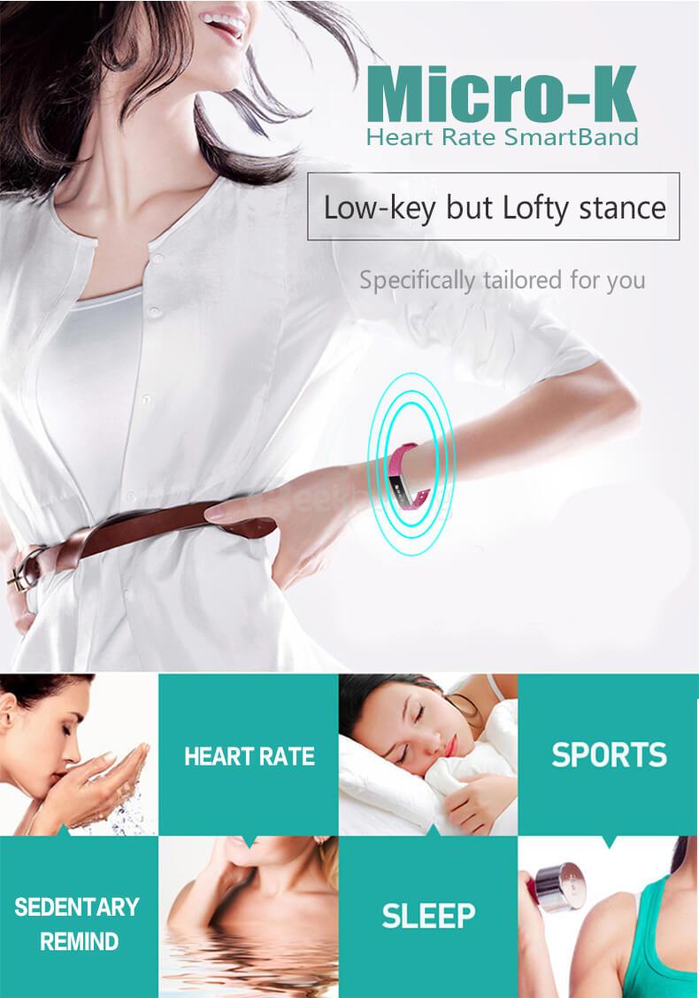 MicroK Bluetooth 4.0 Heart Rate Monitor Smartband Black