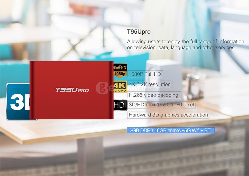 T95U Pro Amlogic S912 Android 6.0 2G/16G TV BOX 2.4G/5G Dual Band WIFI Gigabit LAN Bluetooth KODI LED Display