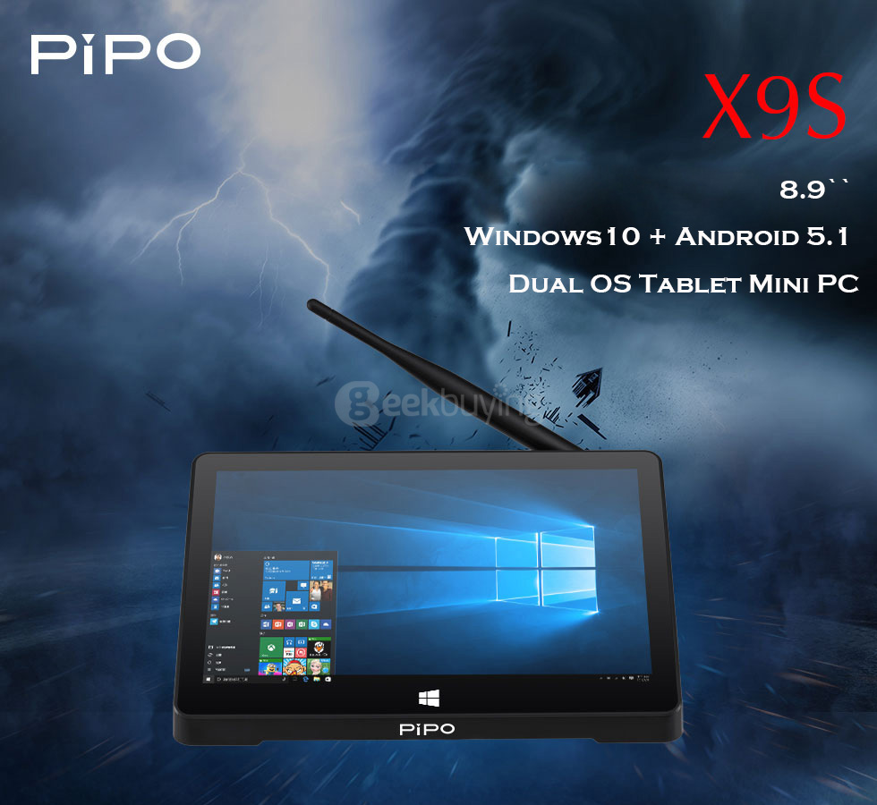 PIPO X9S 8.9Inch Windows10 Android 5.1 Dual OS Tablet Mini PC Intel Cherry Trail Z8300 4G/64G 802.11 b/g/n LAN