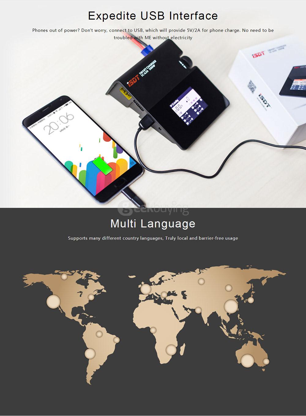 ISDT SC-620 500W 20A 2.4 Inches LCD ARM 32bit CPU Battery Smart Balance Charger