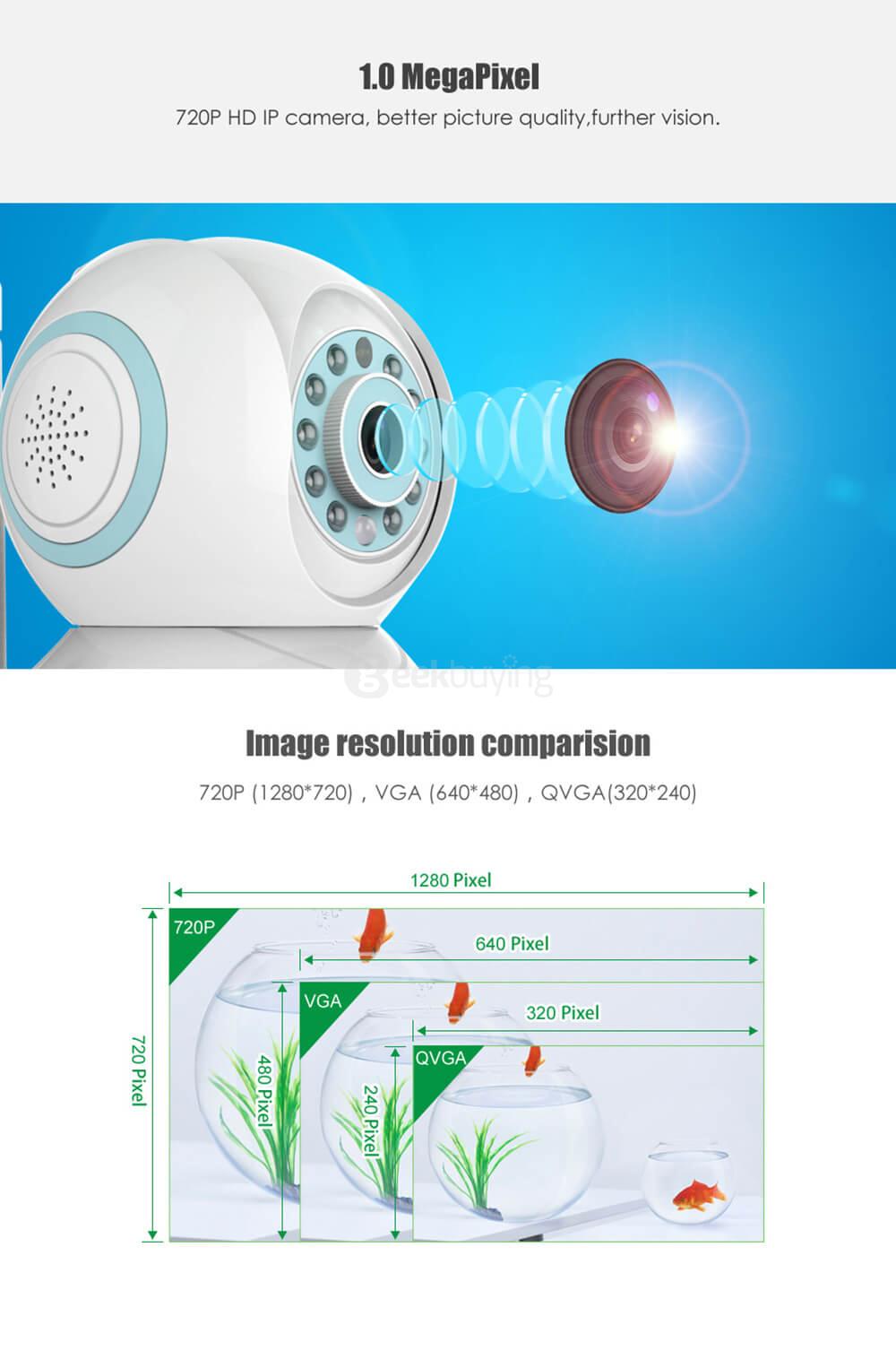 Vstarcam C7842WIP 720P HD WiFi IP Camera H.264 video compression 1.0 Megapixel - White + Blue