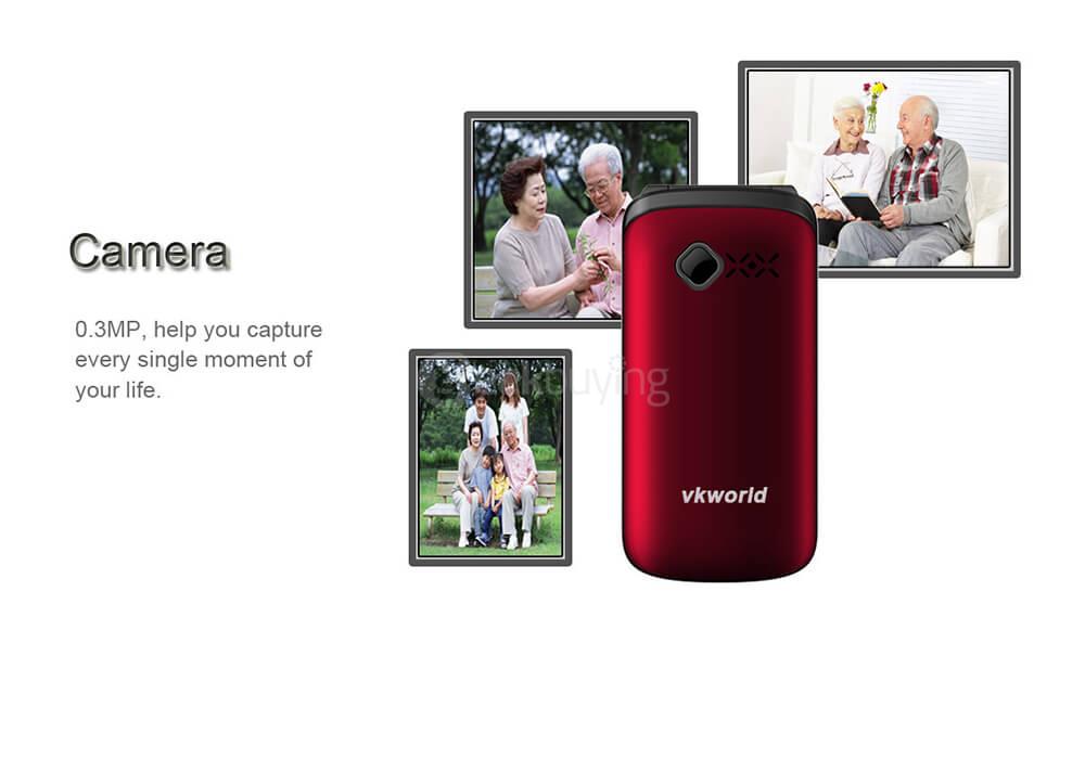 VKworld Diamond Z2 2.4inch TFT Color Display Screen Flip Cover Cellphone Elder People Mobile Phone Big Key Flash Light - Red