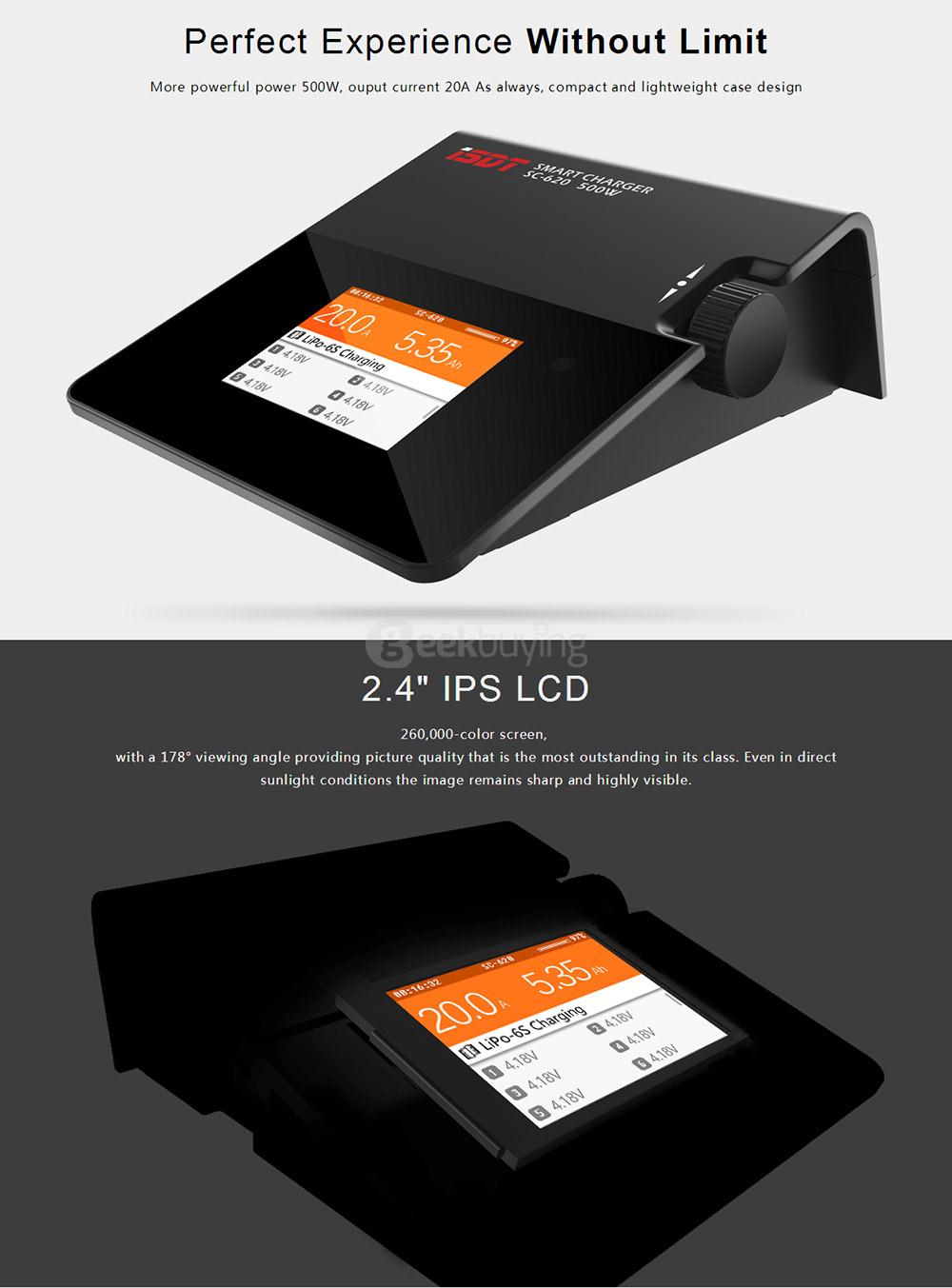 ISDT SC-620 500W 20A 2.4 Inches LCD ARM 32bit CPU Battery Smart Balance Charger