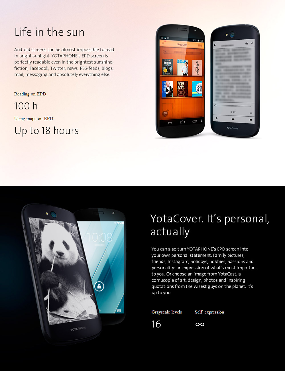 [Spain Stock] YotaPhone 2 YD206 Dual Screen 5.0 Inch FHD + 4.7 Inch Always-on E-ink 4G LTE Android 4.4 Smartphone Qualcomm Snapdragon 800 Quad Core 2GB 32GB 8.0MP NFC Wireless Charge - Black