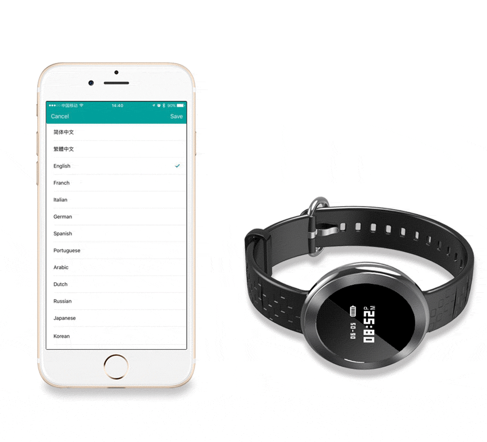 Kimlink ET01 Bluetooth 4.0 Heart Rate Monitor Smart Watch Black