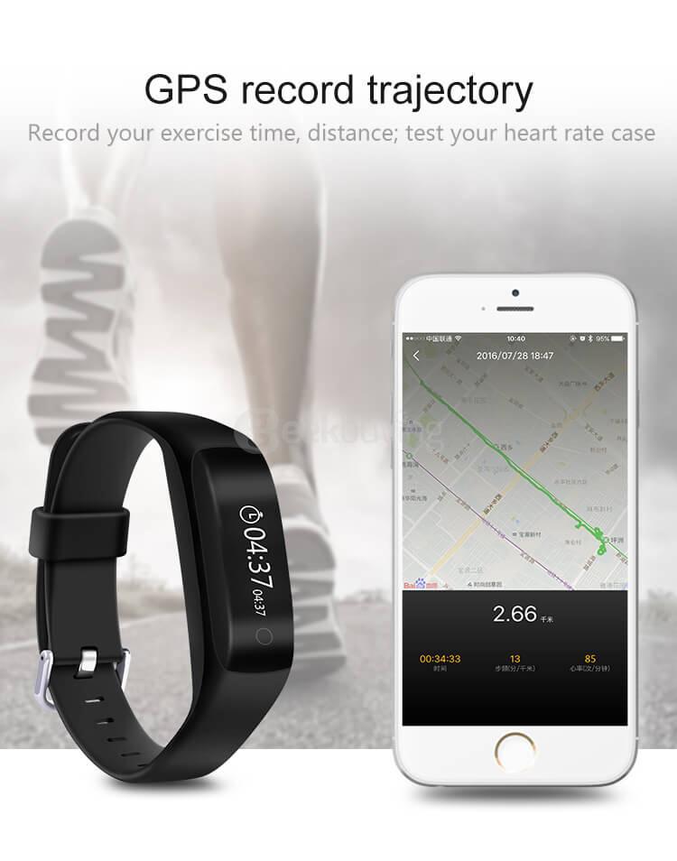 [Spain Stock] C5 Bluetooth 4.2 Smart Wristband Heart Rate Monitor Pedometer Sports Fitness Tracker GPS Call Notification for Android iOS - Black