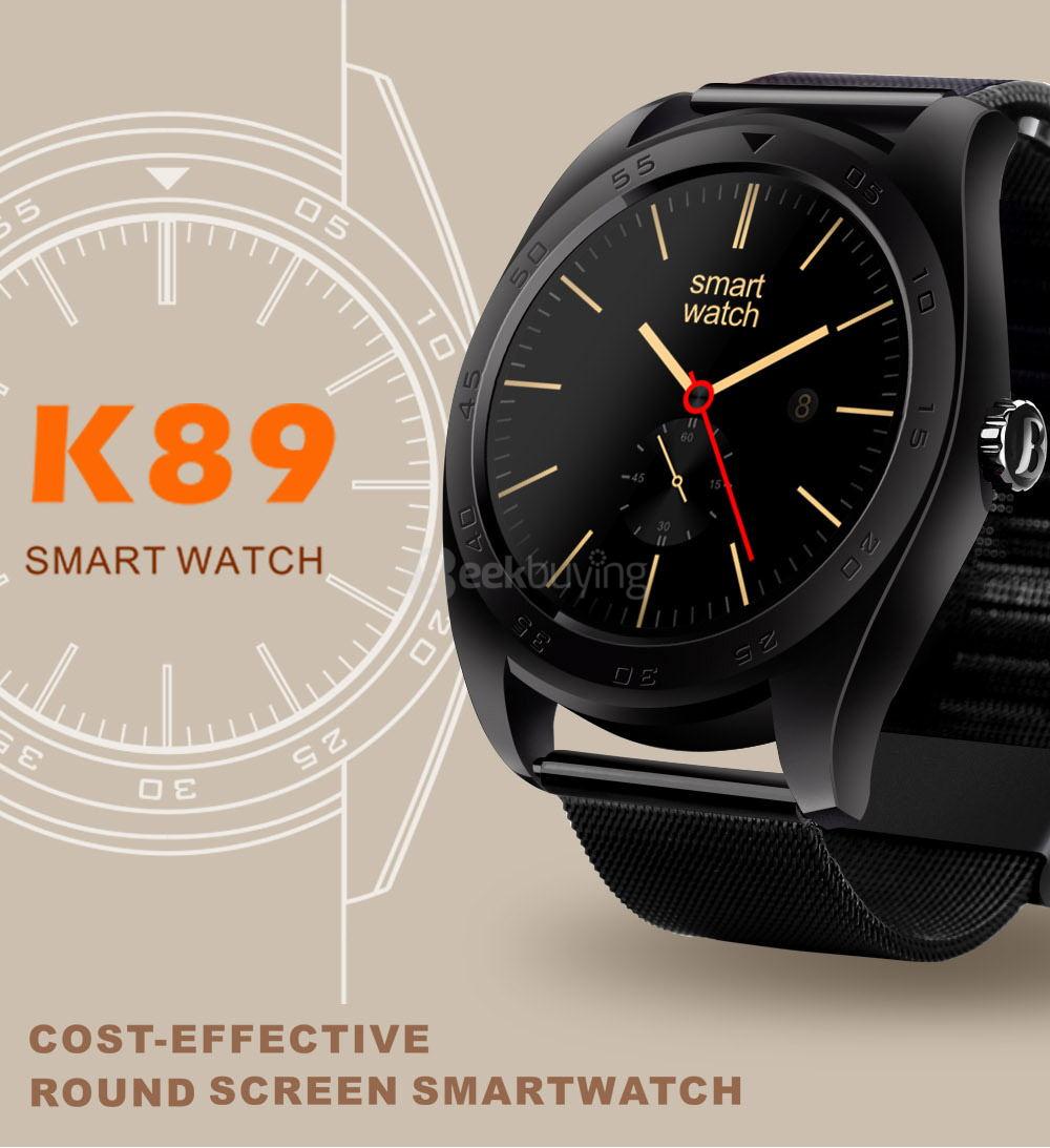 K89 Bluetooth 4.0 Smart Watch MTK2502C Heart Rate Monitor Pedometer Sleep Tracker Infomation Push for Android iOS (Metal Strap) - Black