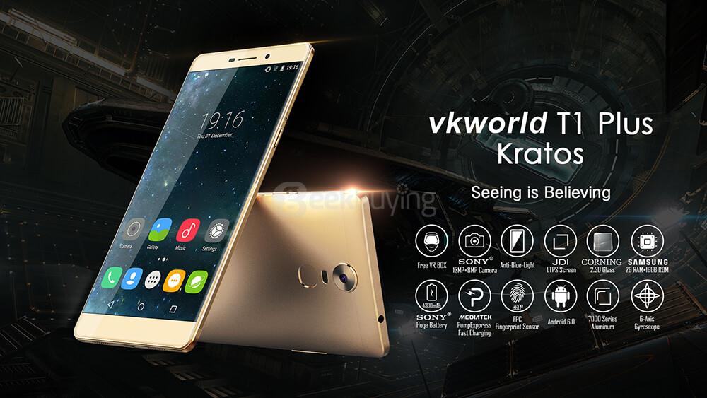 VKWORLD T1 PLUS 6.0inch HD 4G LTE Android 6.0 Smartphone 64-bit MT6735 Quad Core 2GB 16GB 8.0MP 13.0MP Touch ID 4300mAh Fast Charge Gyro - Rose Gold