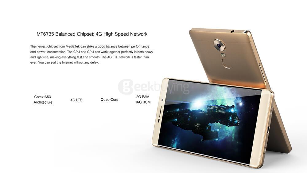 VKWORLD T1 PLUS 6.0inch HD 4G LTE Android 6.0 Smartphone 64-bit MT6735 Quad Core 2GB 16GB 8.0MP 13.0MP Touch ID 4300mAh Fast Charge Gyro - Rose Gold