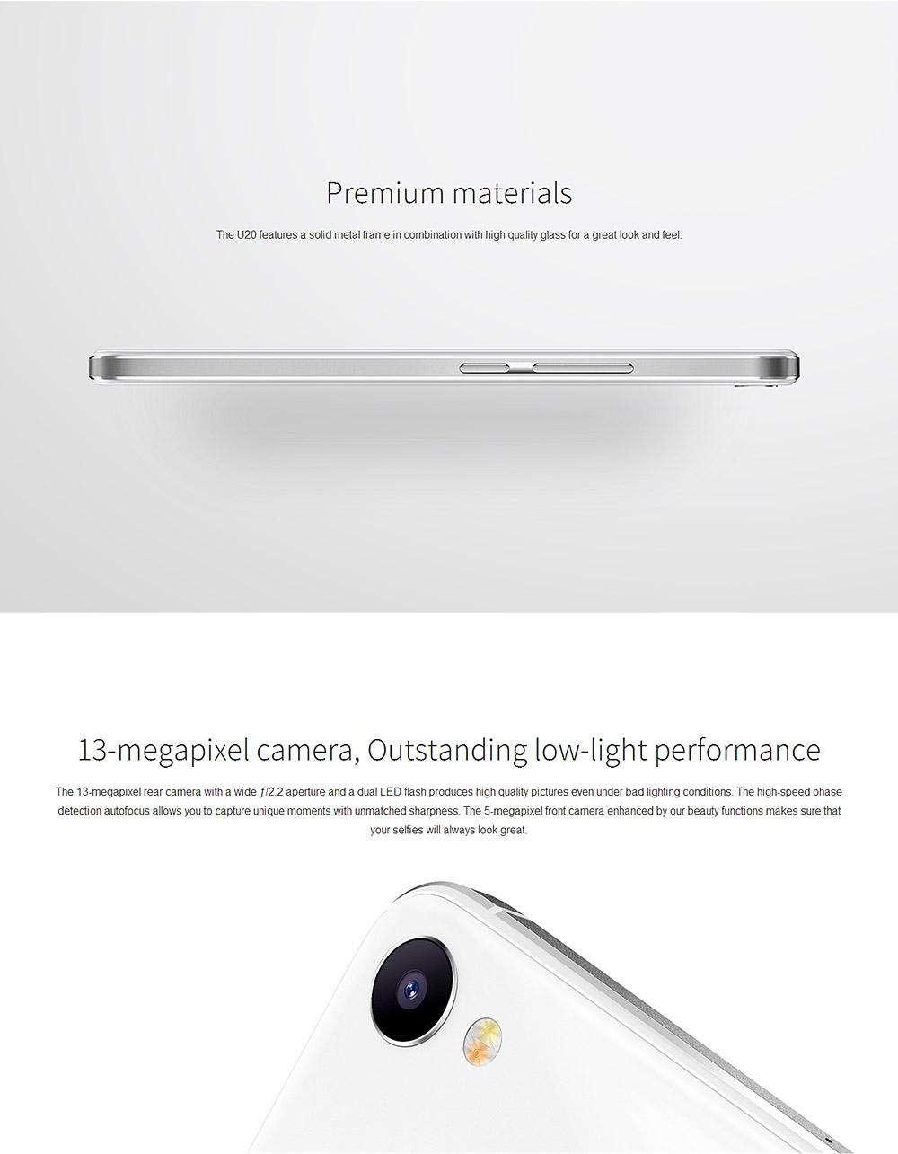Meizu MEILAN U20 5.5inch 2.5D FHD 1080P Screen 4G LTE Flyme 5 Smartphone Helio P10 MT6755M Octa Core 3GB 32GB 5.0MP 13.0MP Fingerprint ID - Gray