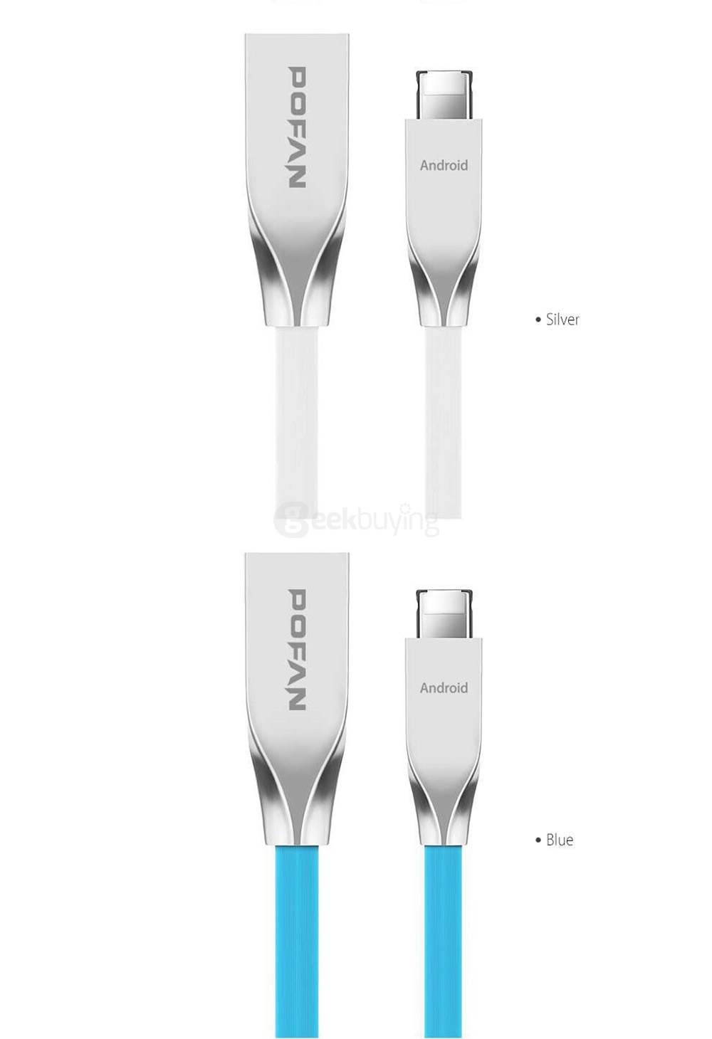 POFAN RT-C1 2-in-1 8Pin & Micro USB Combo 2.1A Phone Data Charging Cable 1.2M Support Android iOS - Black
