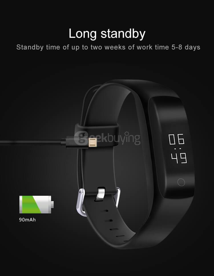 [Spain Stock] C5 Bluetooth 4.2 Smart Wristband Heart Rate Monitor Pedometer Sports Fitness Tracker GPS Call Notification for Android iOS - Black