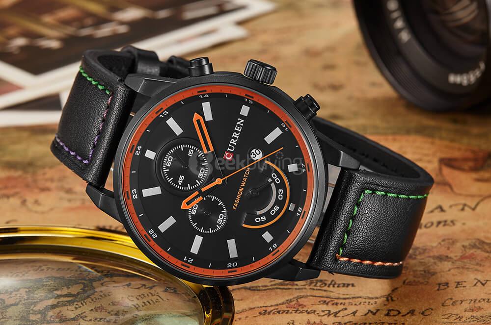 CURREN 8217 Casual Men Quartz Watch Waterproof Adjustable Strap - Black