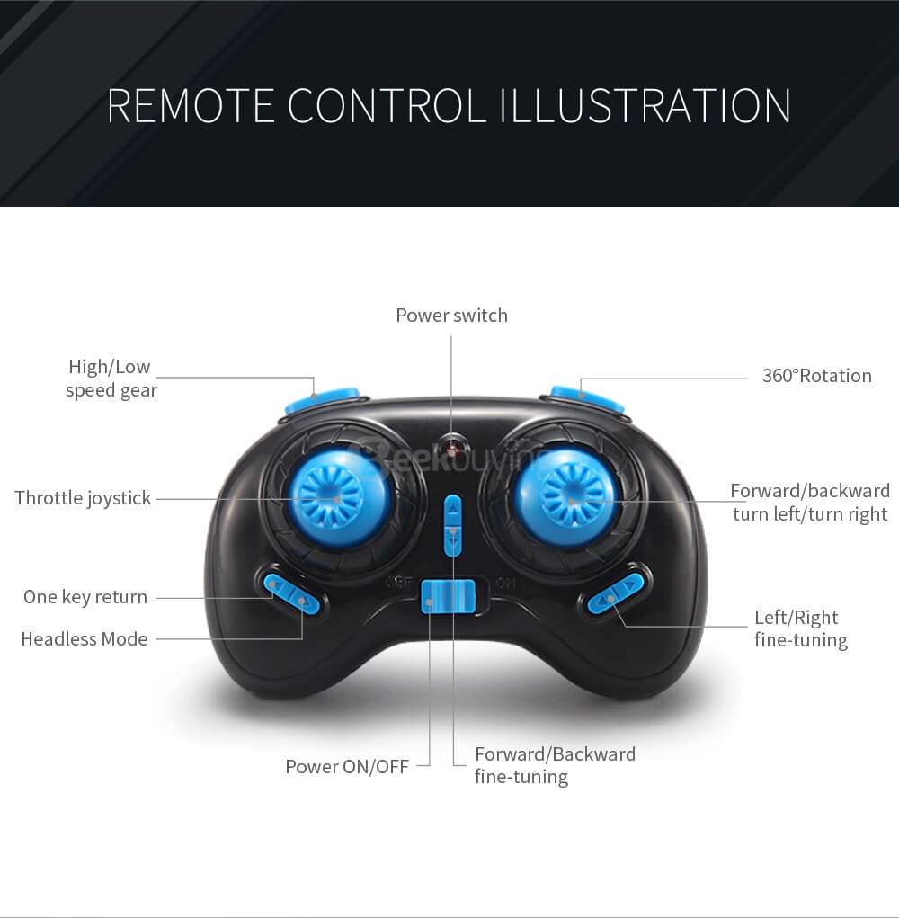 JJRC H36 MINI 2.4G 4CH 6Axis RC Quadcopter RTF Blue + Extra 3.7V 150mAh Battery