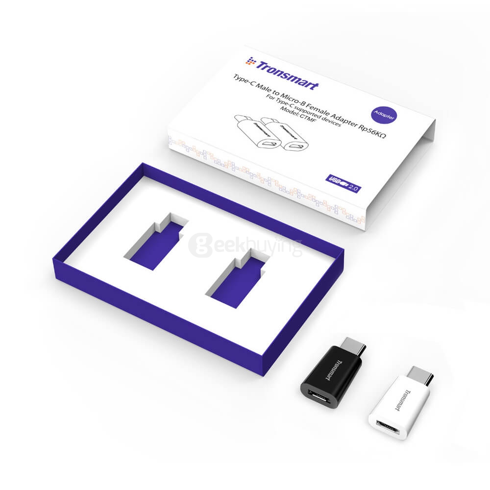 Tronsmart USB 2.0 Type-C Male to Micro-B Female Adapter 2pcs for Type-C Supported Devices