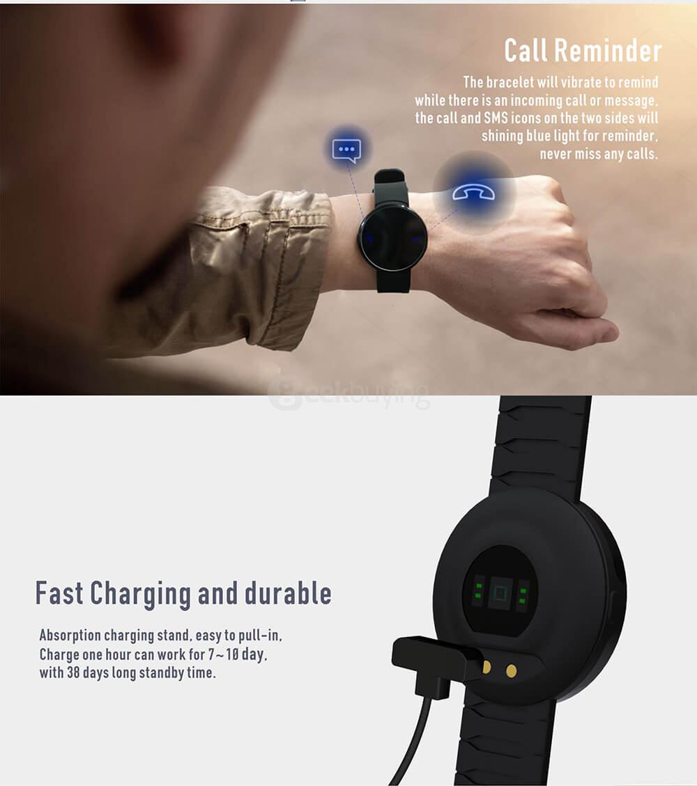 Makibes UW1 Bluetooth 4.0 Smart Bracelet Heart Rate Monitor Sleep Fitness Tracker Call Reminder IP67 Waterproof for Android iOS - Green