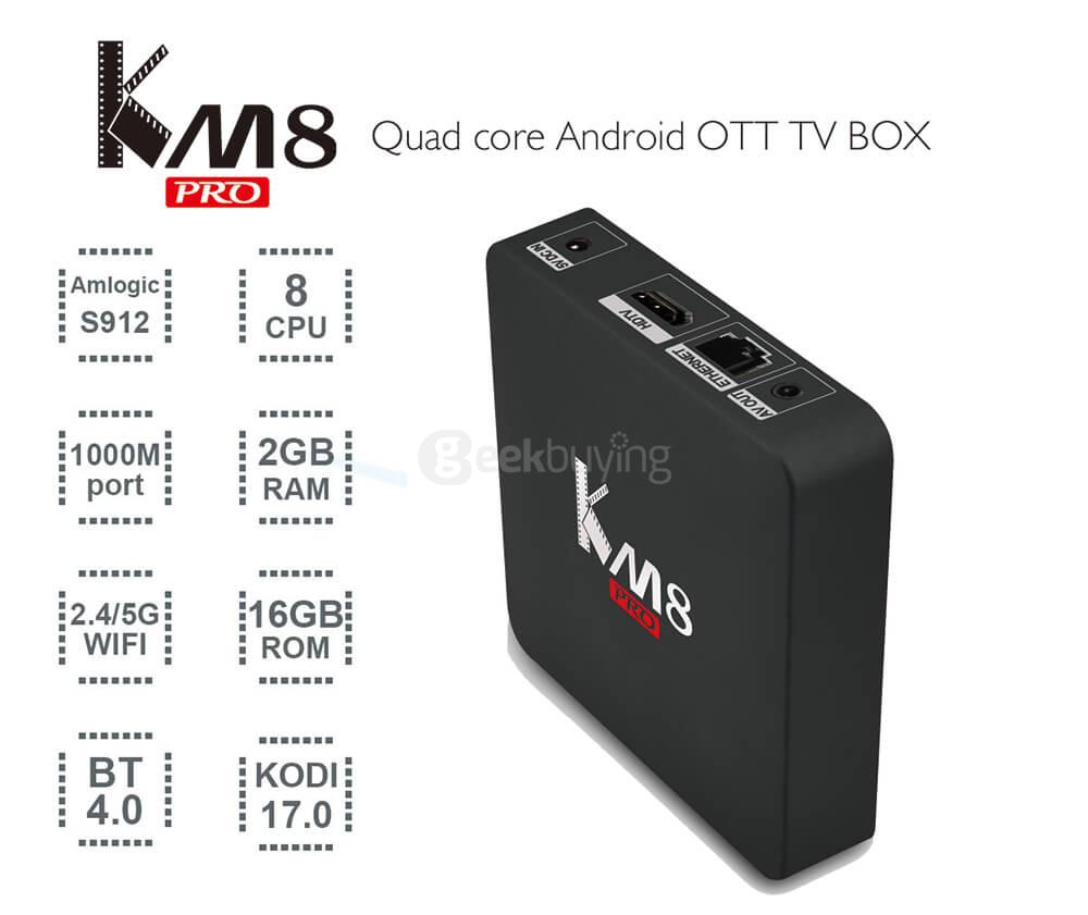 KM8 PRO Amlogic S912 Android 6.0 2G/16G TV BOX 802.11AC WIFI 1000M LAN KODI 17.0 Bluetooth OTA