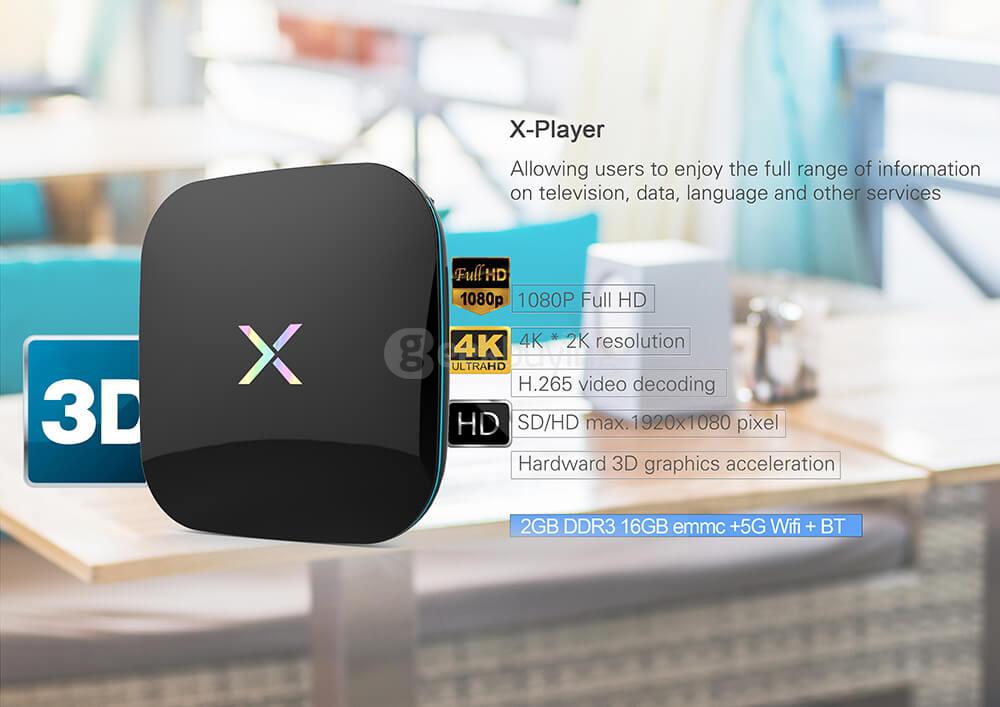 X-Player Android 6.0 Amlogic S912 2G/16G TV BOX 2.4G+5G Dual Band WIFI Gigabit LAN Bluetooth KODI LED Display