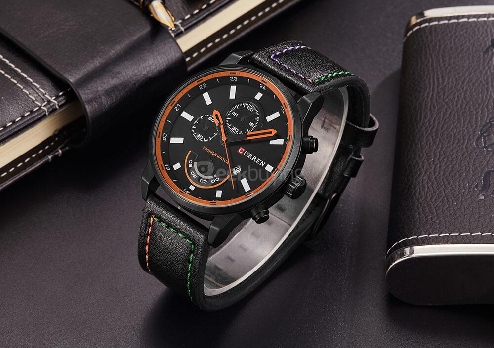 CURREN 8217 Casual Men Quartz Watch Waterproof Adjustable Strap - Black
