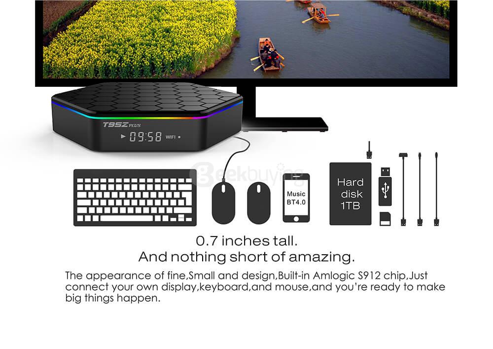 T95Z Plus Amlogic S912 Android 6.0 2G/16G TV BOX 2.4G+5G Dual Band WIFI Gigabit LAN Bluetooth KODI LED Display