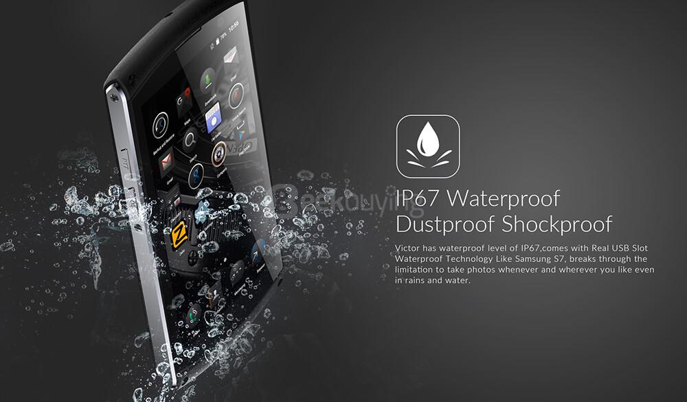 iMAN Victor IP67 Waterproof Dustproof Shockproof 5.0 inch FHD 4G LTE Android 6.0 Rugged Phone MT6755 Octa Core 3GB 32GB 13.0MP Touch ID 4800mAh OTG - Black