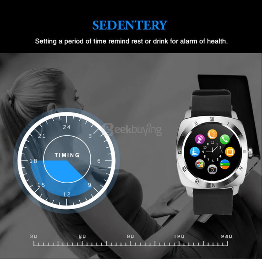 X3 2G Smart Watch Phone Sport Version 1.33 inch MTK6261 Pedometer Sleep Monitor Sedentary Reminder Support SIM TF Card 1.3MP Camera - Silver