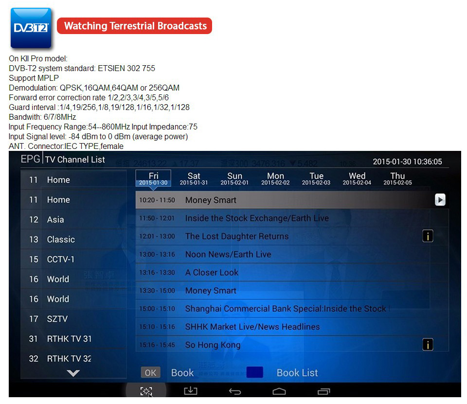 KII PRO Hybird STB DVB-T2 DVB-S2 TV BOX Android 5.1.1 S905 2G/16G 802.11AC WIFI LAN KODI Bluetooth