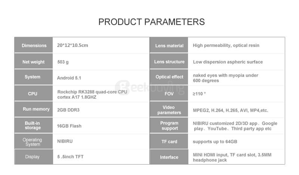 VR-5 Nibiru RK3288 Quad Core Cortex-A17 1.8GHz 2/16G IPS FOV110 Immersive All In One 3D VR Virtual Reality Headset