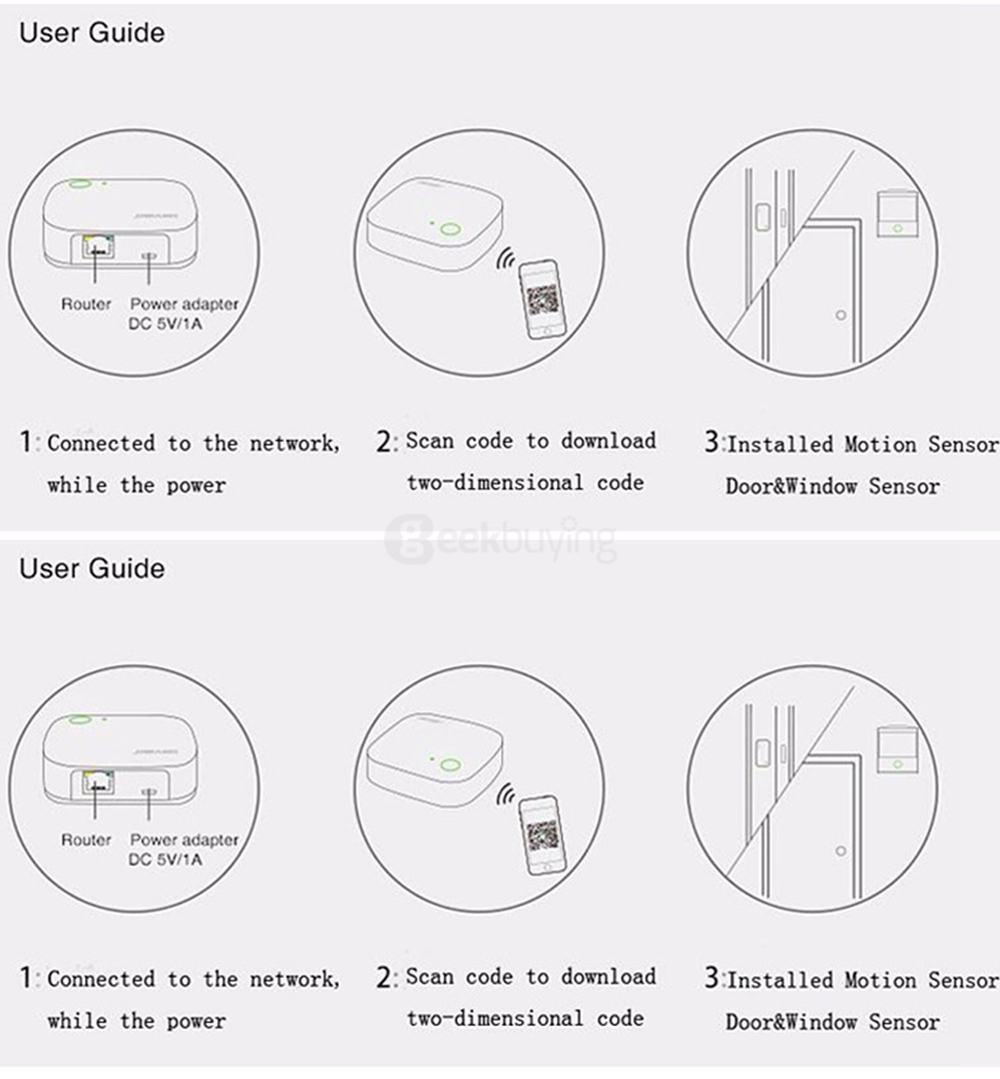 ORVIBO VS10ZW ZigBee Mini Smart Hub Intelligent Gateway + 2 PCS Windows Door Sensors + PIR Motion Sensor - EU Plug