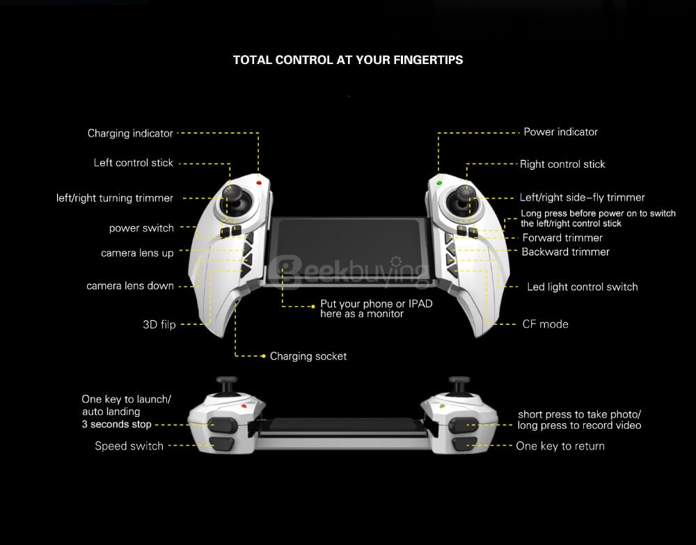 Kaideng K80 Pantonma 2MP Camera WIFI FPV Obstacle Avoidance RC Quadcopter RTF - Gold