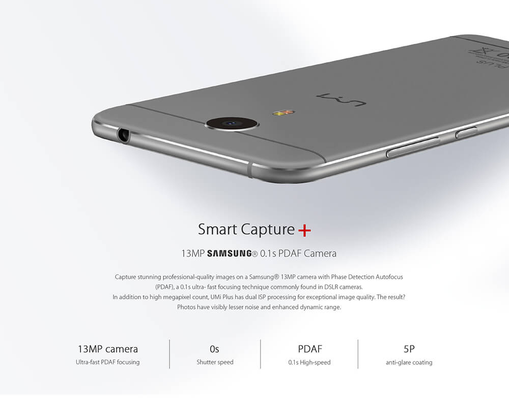 [HK Stock]UMI PLUS 5.5inch FHD 2.5D Screen 4G LTE Android 6.0 Smartphone MT6755 Helio P10 Octa Core 4GB 32GB 13.0MP 4000mAh Fast Charge Touch ID Type-C - Gold