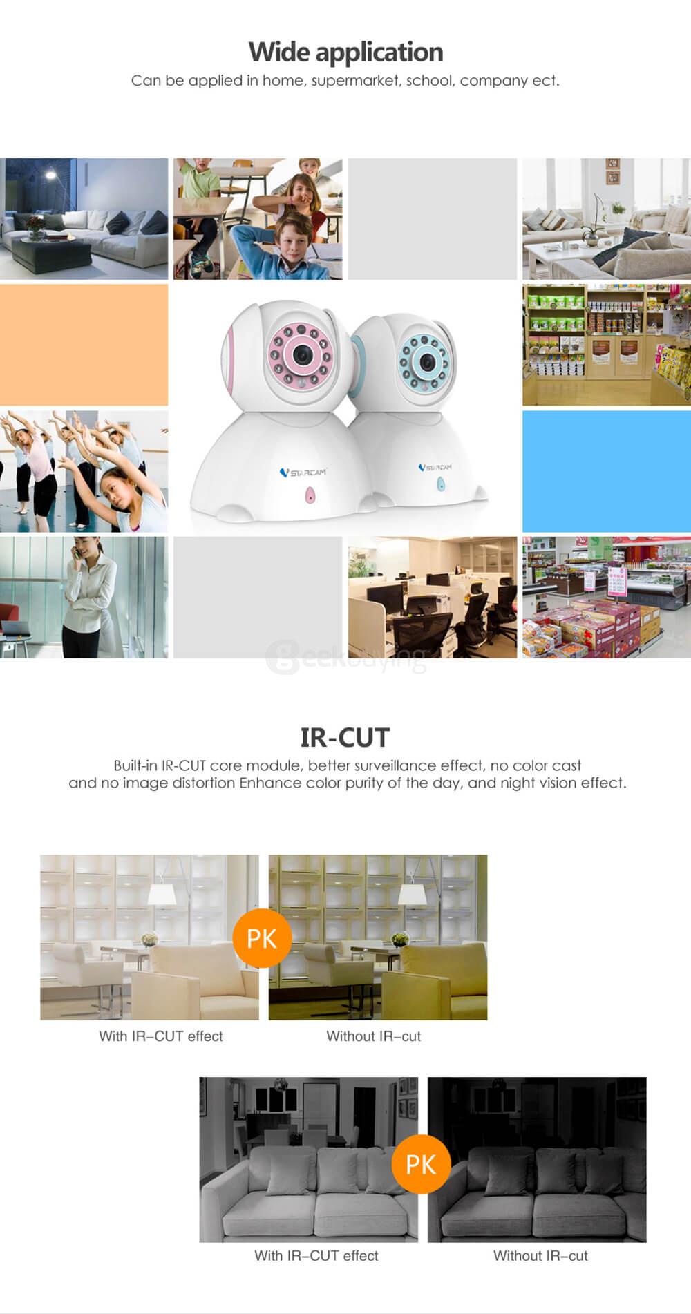 Vstarcam C7842WIP 720P HD WiFi IP Camera H.264 video compression 1.0 Megapixel - White + Blue