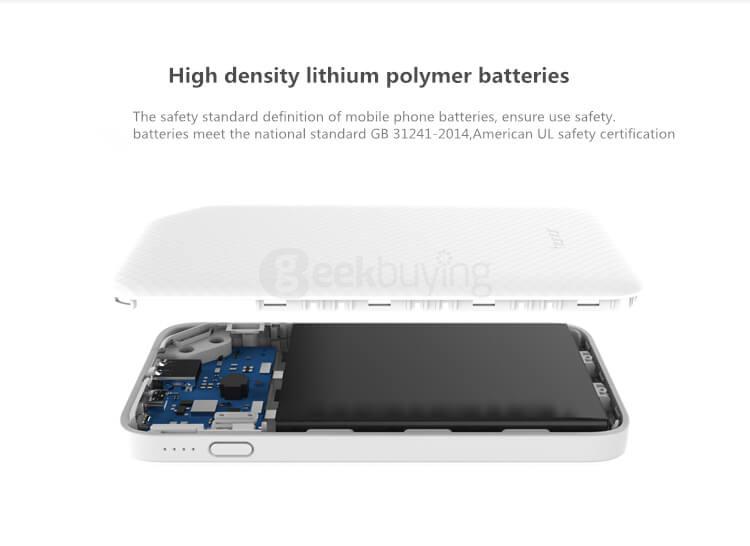 Original Huawei Honor AP08Q Portable 10000mAh Power Bank Qualcomm Certification Quick Charge 2.0 Type-C & Micro USB Input - White