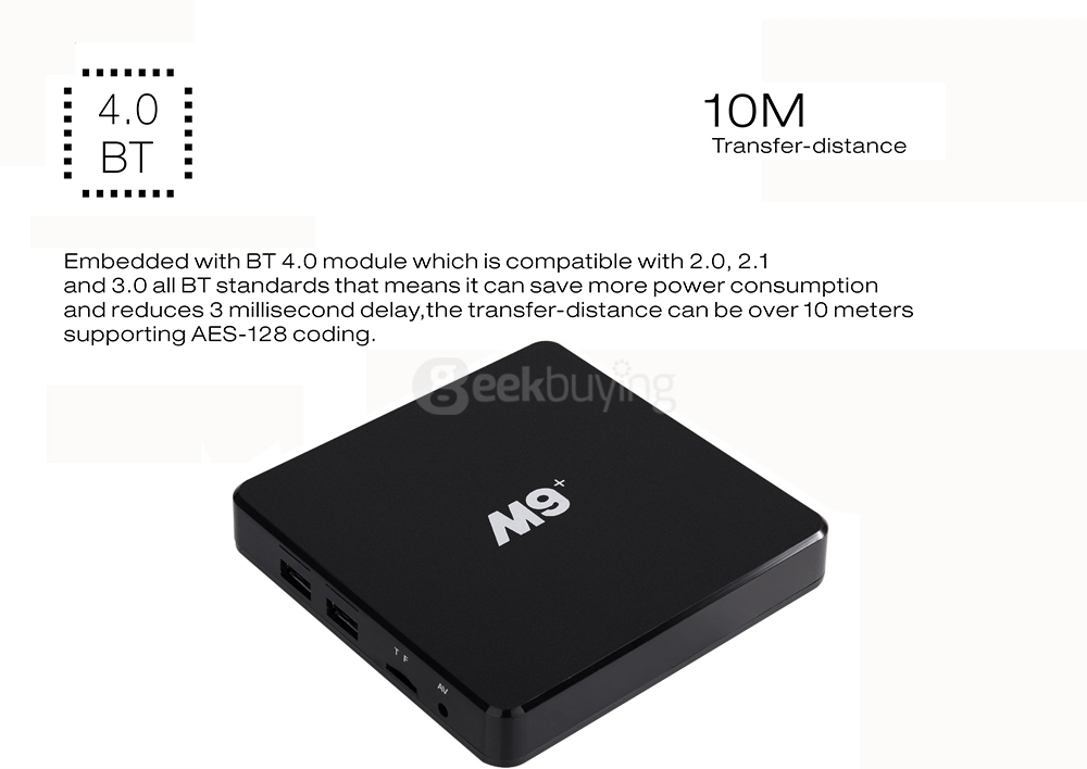 M9+ Amlogic S905X 4K KODI Preinstaled Android 6.0 TV BOX 1G/8G 802.11b/g/n LAN Bluetooth