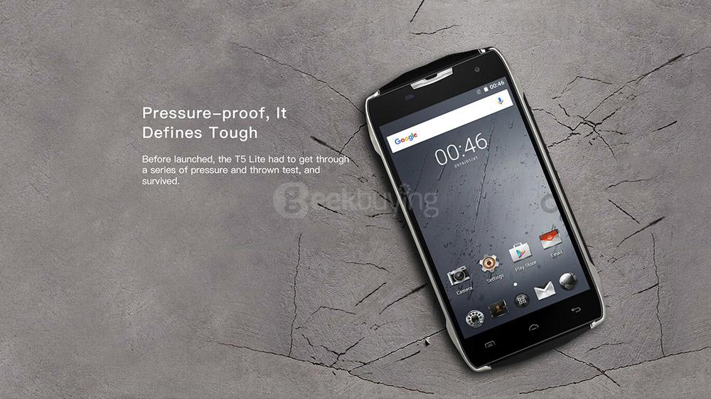 [HK Stock]Doogee T5 LITE 5.0inch HD Android 6.0 IP67 Waterproof Business Sport Phone MT6735 Quad Core 1.0GHz 2GB 16GB 5.0MP 8.0MP OTG 4500mAh Battery - Black