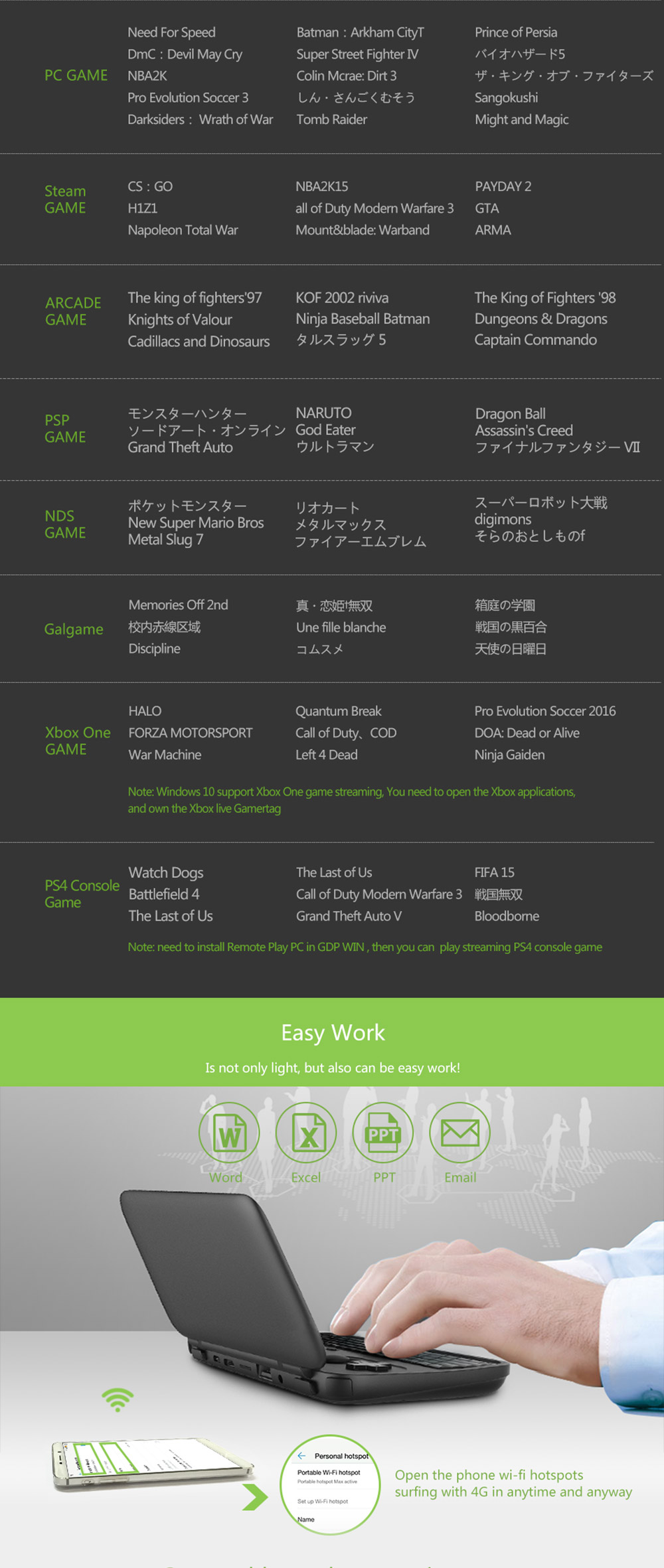 [Spain Stock] GPD Win 5.5 inch Gamepad Tablet PC Intel Atom X7 Z8700 Windows 10 OS 4GB/64GB Game Console Quad Core 2.4GHz Gorilla Glass Touch Screen 1280*720 Type-C - Black