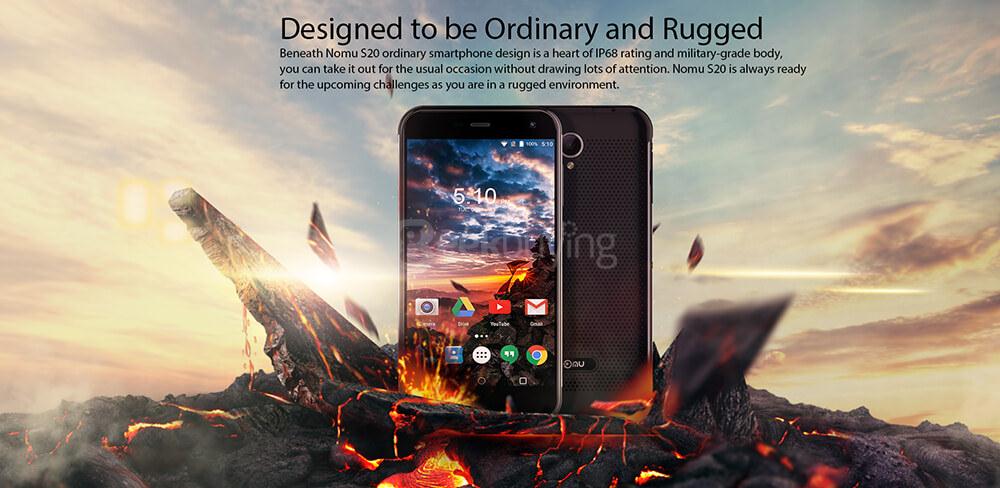 [HK Stock]NOMU S20 IP68 Waterproof 5.0inch HD Android 6.0 4G LTE Rugged Phone MT6737T Octa-core 1.5GHz 3GB 32GB 13.0MP 3000mAh Battery OTG - Silver