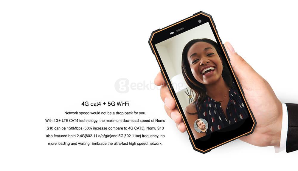 [HK Stock]NOMU S10 IP68 Waterproof 5.0inch HD Android 6.0 4G LTE Rugged Phone MT6737T Quad-core 1.5GHz 2GB 16GB 13.0MP 5000mAh Battery OTG - Black